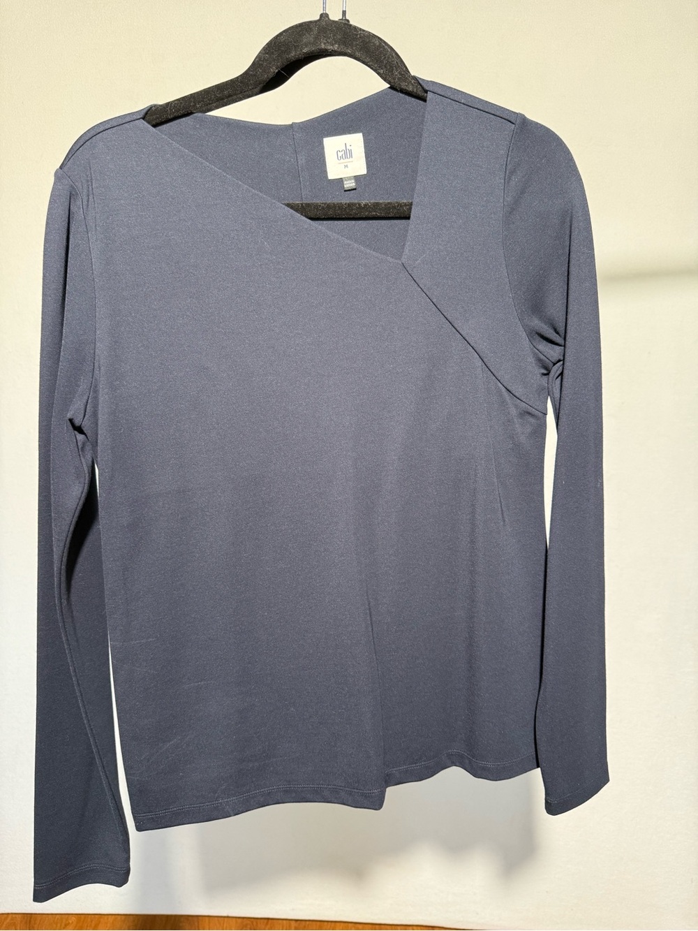 CAbi Slate Blue Asymmetrical Long-Sleeve Top